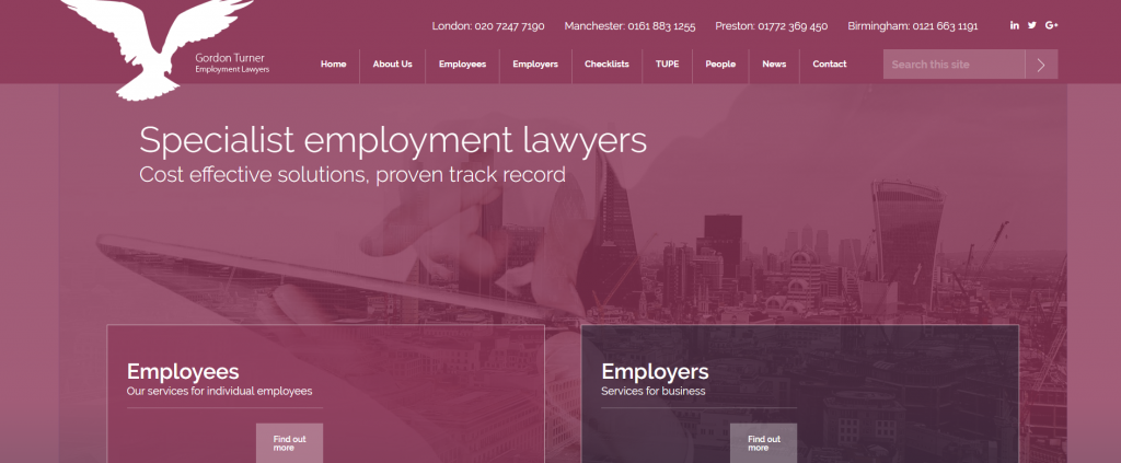 Best Employment Law Firm Website Design Example UK