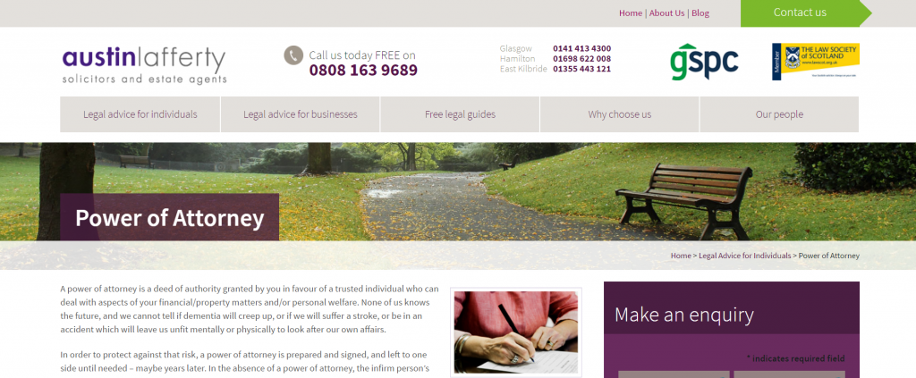 Legal Landing Page Example for Scotland's Celebrity Lawyer Austin Lafferty